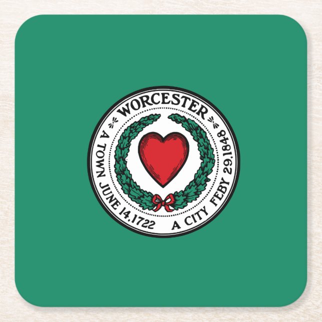 Flagge von Worcester, Massachusetts Square Paper C Rechteckiger Pappuntersetzer (Vorderseite)