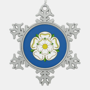 Flagge von Yorkshire Schneeflocken Zinn-Ornament