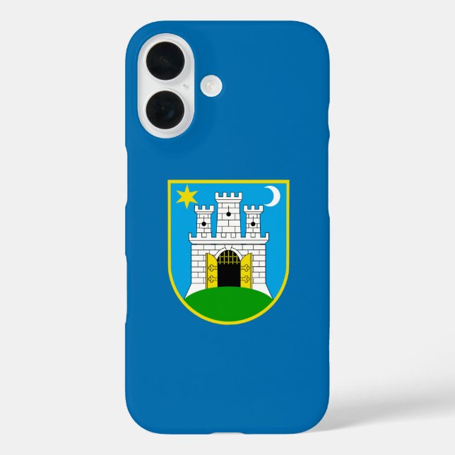 Flagge von Zagreb, Kroatien iPhone 16 Hülle (Rückseite)