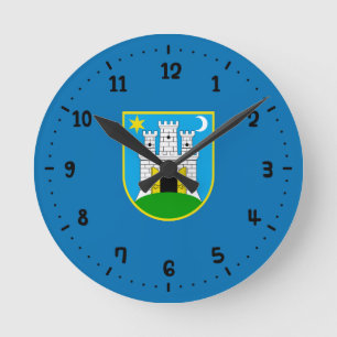 Flagge von Zagreb, Kroatien Quadratische Wanduhr