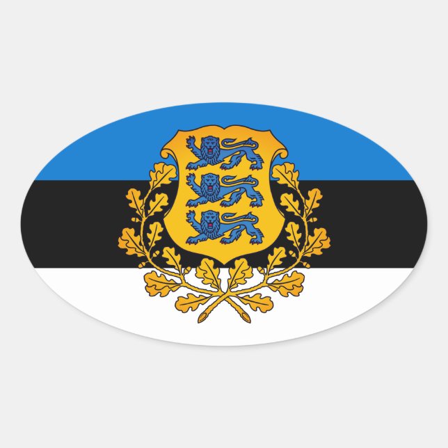 Flagge/Wappen Estlands Ovaler Aufkleber (Vorderseite)