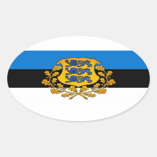 Flagge/Wappen Estlands Ovaler Aufkleber