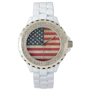 Flagge-weiße Email-Uhr Armbanduhr