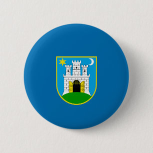 Flagge Zagreb, Kroatien Pinback Button