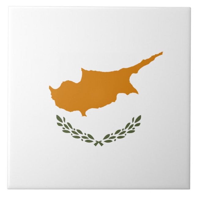 Flagge Zyperns (griechisch-zyprisch) Fliese (Vorderseite)