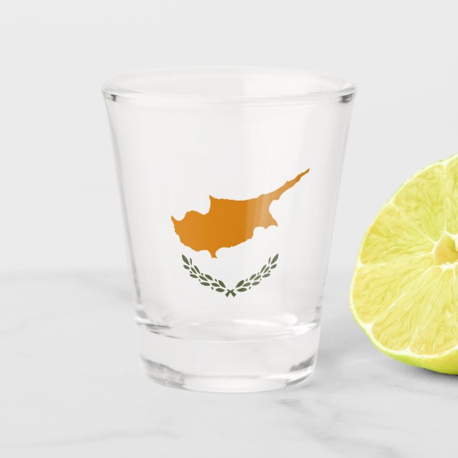 Flagge Zyperns (griechisch-zyprisch) Schnapsglas (Vorderseite)