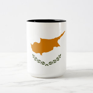 Flagge Zyperns (griechisch-zyprisch) Zweifarbige Tasse