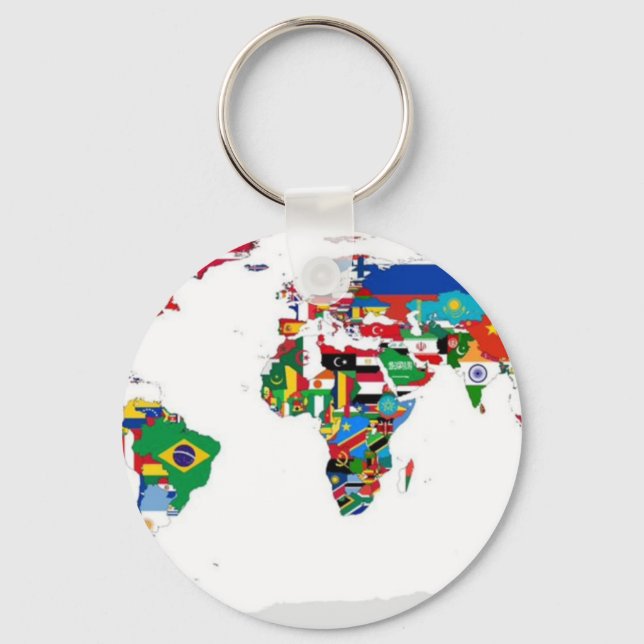 Flagged World - Karte der Flaggen der Welt Schlüsselanhänger (Vorderseite)