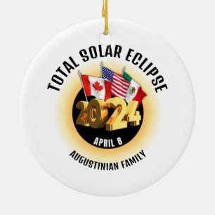 Flaggen 2024 INSGESAMT SOLAR ECLIPSE-Familie Keramik Ornament
