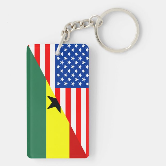 Flaggen-Amerika-Symbol Landes USA Ghana halbes Schlüsselanhänger (Rückseite)