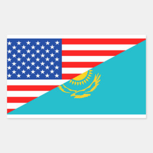 Flaggen-Amerika-Symbol Landes USA Kasachstan Rechteckiger Aufkleber
