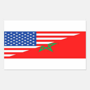 Flaggen-Amerika-Symbol Landes USA Marokko halbes Rechteckiger Aufkleber