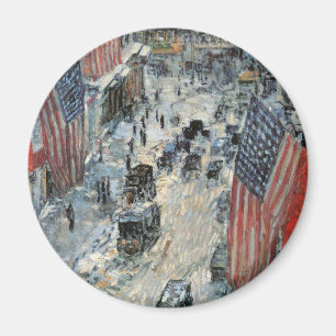 Flaggen auf der 57. Straße von Frederick Childe Ha Magnet