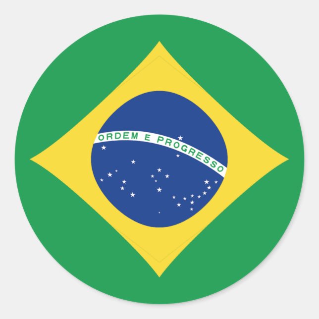 Flaggen-Aufkleber Brasiliens Fisheye Runder Aufkleber (Vorderseite)