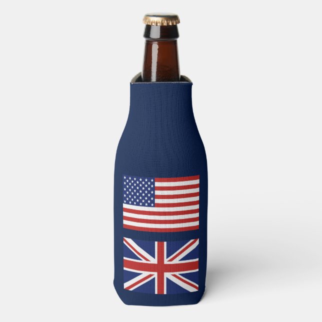 Flaggen aus Großbritannien und den USA. Flaschenkühler (Flaschenvorderseite)