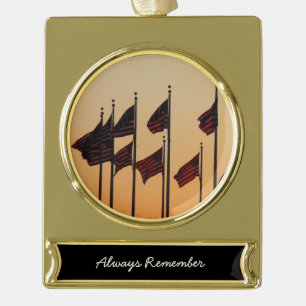 Flaggen bei Sonnenuntergang Amerikanisch Patriotis Banner-Ornament Gold
