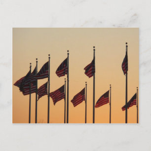 Flaggen bei Sonnenuntergang Amerikanisch Patriotis Postkarte