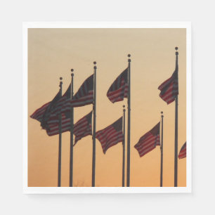 Flaggen bei Sonnenuntergang Amerikanisch Patriotis Serviette