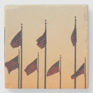 Flaggen bei Sonnenuntergang Amerikanisch Patriotis Steinuntersetzer