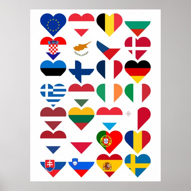 Flaggen der Europäischen Gewerkschaft Postkarte Poster (Vorne)