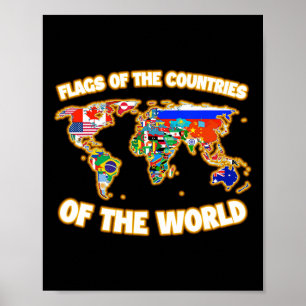 Flaggen der Länder der Weltkarte Poster