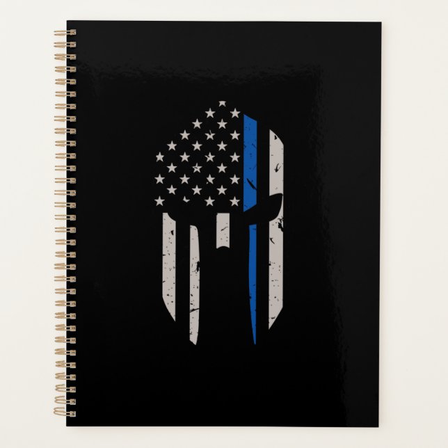 Flaggen der Spartan Helmet Blue Line Planer (Vorderseite)