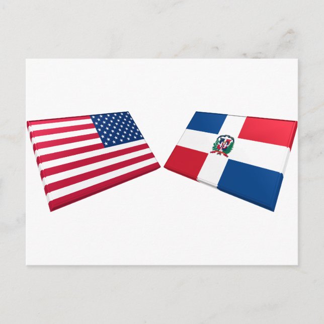 Flaggen der USA und der Dominikanischen Republik Postkarte (Vorderseite)