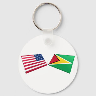 Flaggen der USA und Guyanas Schlüsselanhänger