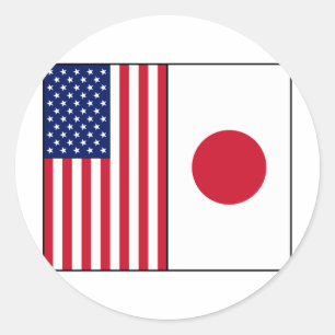 Flaggen der USA und Japans Runder Aufkleber