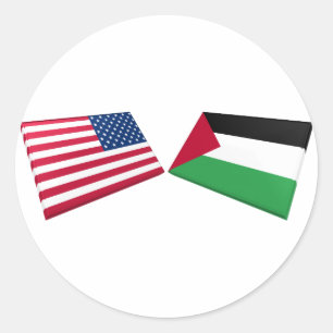 Flaggen der USA und Palästinas Runder Aufkleber