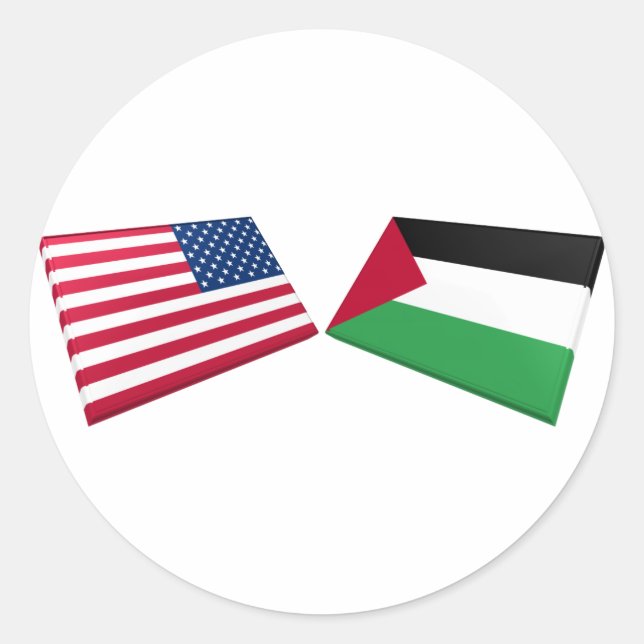Flaggen der USA und Palästinas Runder Aufkleber (Vorderseite)