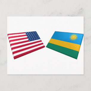 Flaggen der USA und Ruandas Postkarte