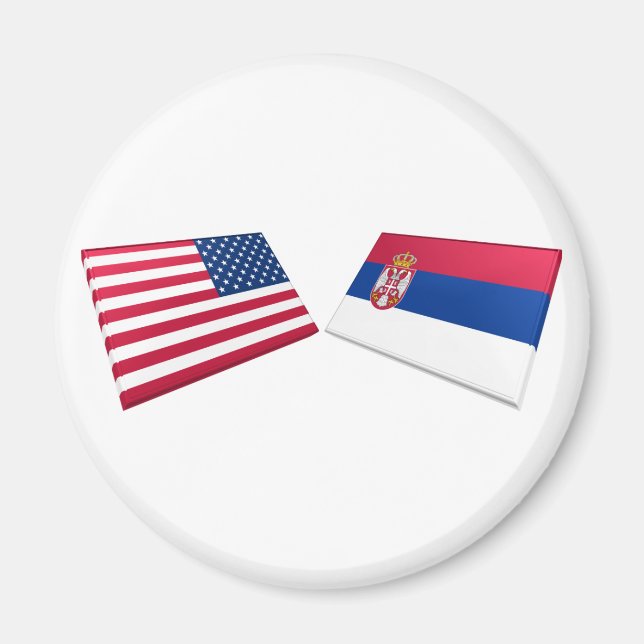 Flaggen der USA und Serbiens Magnet (Vorne)