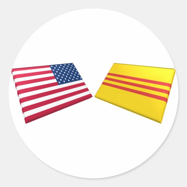 Flaggen der USA und Vietnams (Südvietnam) Runder Aufkleber (Vorderseite)