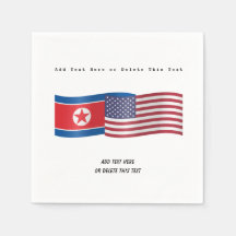 Flaggen der Vereinigten Staaten und Nordkorea: Hin