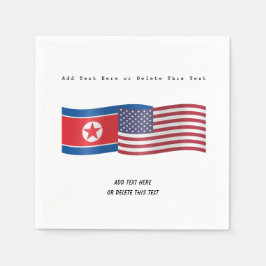 Flaggen der Vereinigten Staaten und Nordkorea: Hin Serviette