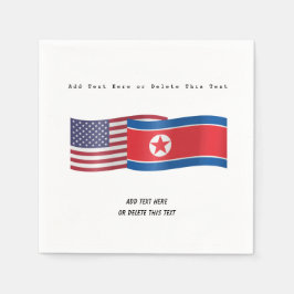 Flaggen der Vereinigten Staaten und Nordkorea: Hin Serviette