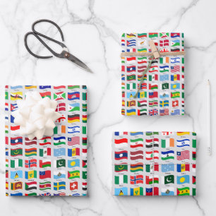 Flaggen der Welt Reise Design Geschenkpapier Set
