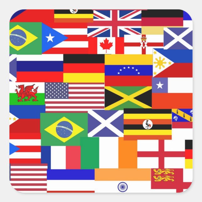 Flaggen der Welt sammeln Quadratischer Aufkleber (Vorderseite)