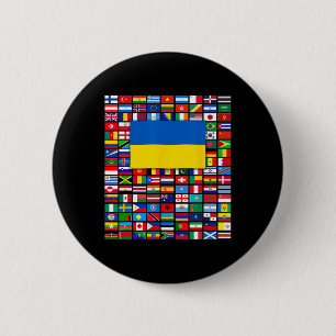 Flaggen der Welt Ukraine Steht mit Selenskyi Erbse Button