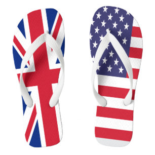 Flaggen des Vereinigten Königreichs und der USA zu Flip Flops