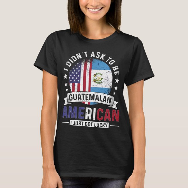 Flaggen Guatemalas unter den amerikanischen Flagge T-Shirt (Vorderseite)