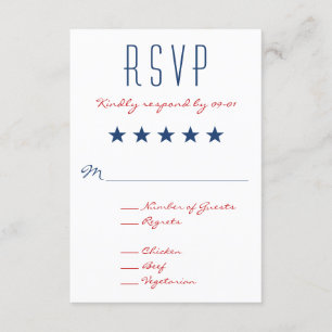 Flaggen-Hochzeit UAWG 2 USA patriotisches RSVP Karte