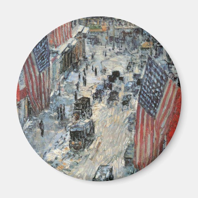 Flaggen in der 57th Street von Frederick Childe Ha Magnet (Vorne)