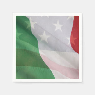 Flaggen Italiens und der USA Serviette