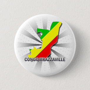 Flaggen-Karte 2,0 des Kongos Brazzaville Button