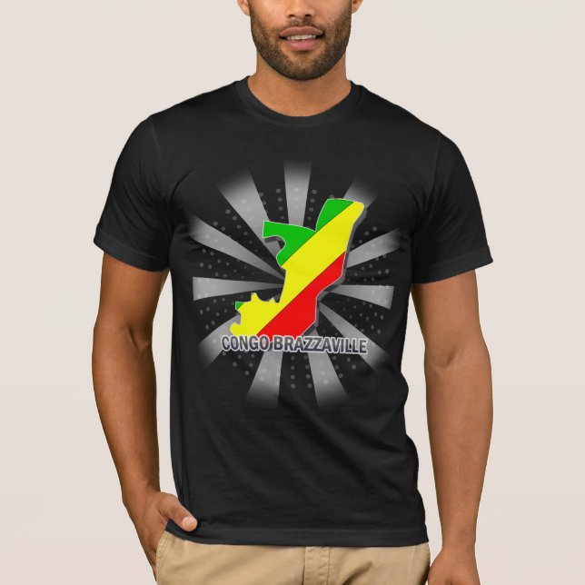 Flaggen-Karte 2,0 des Kongos Brazzaville T-Shirt (Vorderseite)