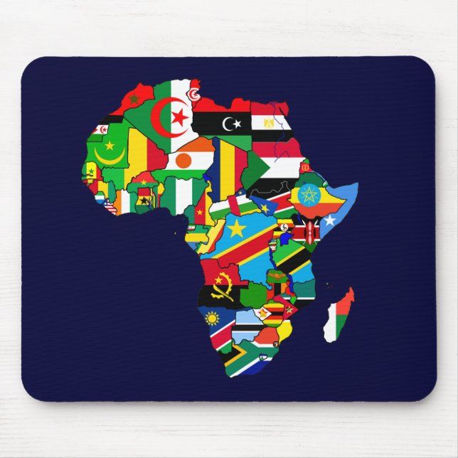Flaggen-Karte von Afrika-Flaggen - afrikanisches Mousepad (Vorne)