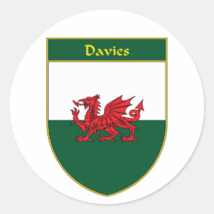 Flaggen-Schild Davies Waliser Runder Aufkleber