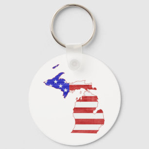 Flaggen-Silhouette-Staatskarte Michigans USA Schlüsselanhänger